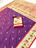 Traditional Paithani Semi Silk Saree | Purple