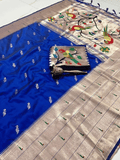 Traditional Paithani Semi Silk Saree | Blue