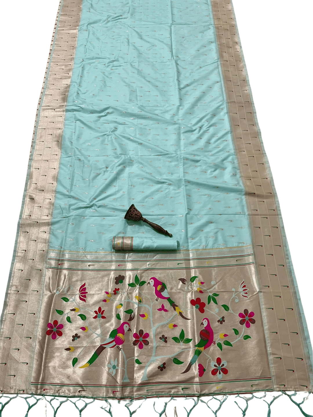 Traditional Paithani Semi Silk Saree | Blue