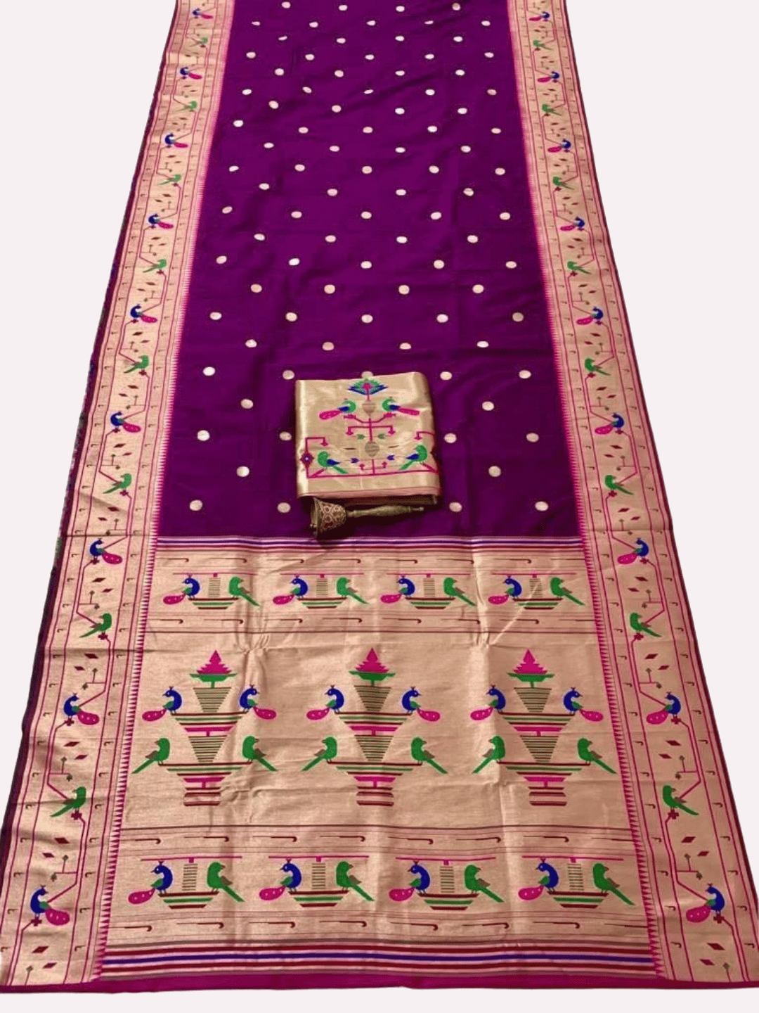 Traditional Paithani Semi Silk Saree | Purple