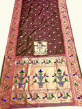 Traditional Paithani Semi Silk Saree | Brown