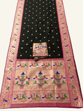 Traditional Paithani Semi Silk Saree | Black