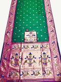 Traditional Paithani Semi Silk Saree | Green
