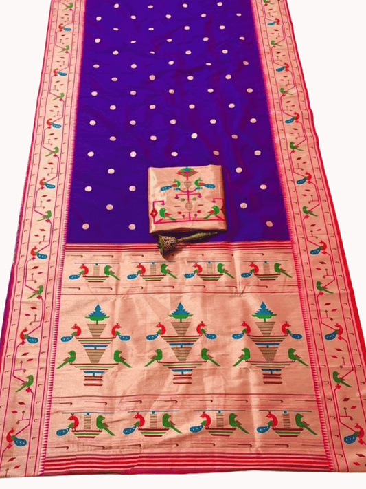 Traditional Paithani Semi Silk Saree | Purple