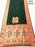 Traditional Paithani Semi Silk Saree | Green