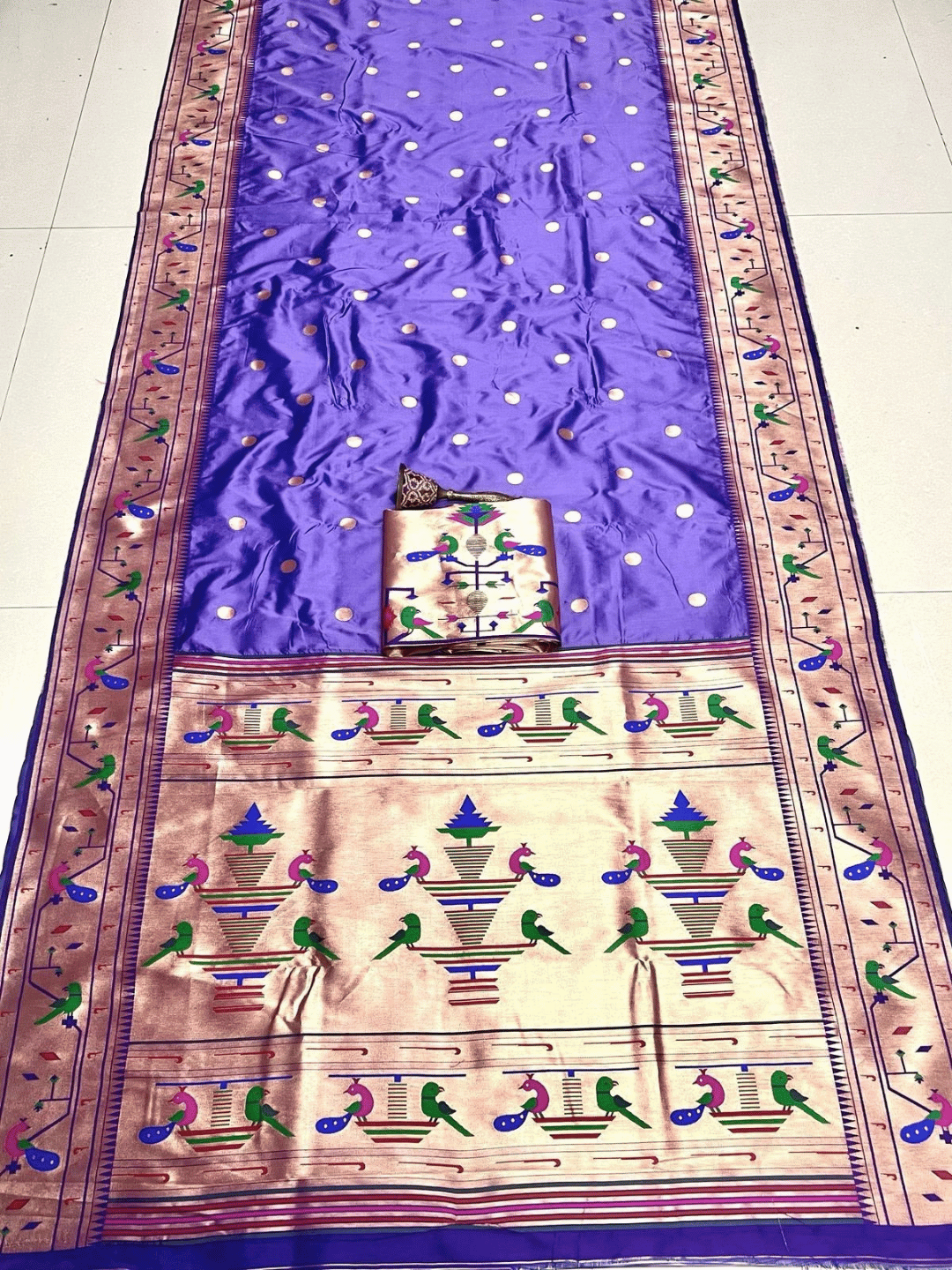 Traditional Paithani Semi Silk Saree | Purple