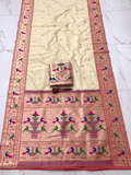 Traditional Paithani Semi Silk Saree | Beige