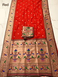 Traditional Paithani Semi Silk Saree | Red