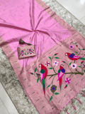 Traditional Paithani Semi Silk Saree | Pink