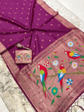 Traditional Paithani Semi Silk Saree | Red