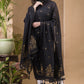 Dark Black Natural Dye Cotton 2-Piece Set Kurti & Dupatta (UNSTITCHED) -656