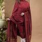 Blood Red Natural Dye Cotton 2-Piece Set Kurti & Dupatta (UNSTITCHED)- 657