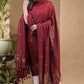 Blood Red Natural Dye Cotton 2-Piece Set Kurti & Dupatta (UNSTITCHED)- 657
