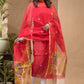 Chilli Red Muslin Jamdani 2-Piece Set Kurti & Dupatta (UNSTITCHED) -687