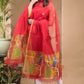 Chilli Red Muslin Jamdani 2-Piece Set Kurti & Dupatta (UNSTITCHED) -687