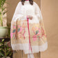 Snow White Muslin Jamdani 2-Piece Set Kurti & Dupatta (UNSTITCHED) -686