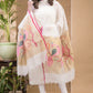 Snow White Muslin Jamdani 2-Piece Set Kurti & Dupatta (UNSTITCHED) -686