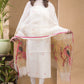 Snow White Muslin Jamdani 2-Piece Set Kurti & Dupatta (UNSTITCHED) -686