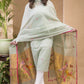 Light Green Muslin Jamdani 2-Piece Set Kurti & Dupatta (UNSTITCHED) -685