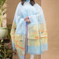 Light Blue Muslin Jamdani 2-Piece Set Kurti & Dupatta (UNSTITCHED) -650
