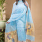 Sky Blue Muslin Jamdani 2-Piece Set Kurti & Dupatta (UNSTITCHED) -691