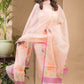 Papaya Orange Muslin Jamdani 2-Piece Set Kurti & Dupatta (UNSTITCHED) -673