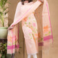 Papaya Orange Muslin Jamdani 2-Piece Set Kurti & Dupatta (UNSTITCHED) -673
