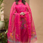 Peach Pink Muslin Jamdani 2-Piece Set Kurti & Dupatta (UNSTITCHED) -675