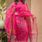 Peach Pink Muslin Jamdani 2-Piece Set Kurti & Dupatta (UNSTITCHED) -675