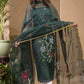 Dark Green Muslin Jamdani 2-Piece Set Kurti & Dupatta (UNSTITCHED) -679