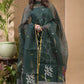 Dark Green Muslin Jamdani 2-Piece Set Kurti & Dupatta (UNSTITCHED) -679