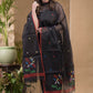 Dark Black Muslin Jamdani 2-Piece Set Kurti & Dupatta (UNSTITCHED) -683