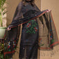 Dark Black Muslin Jamdani 2-Piece Set Kurti & Dupatta (UNSTITCHED) -683