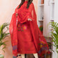 Cherry Flame | Handloom Jamdani Muslin Unstitched 2-Piece Kurti | Tantuj Design