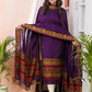 Plum Purple Baluchari Jamdani 2-Piece Set Kurti & Dupatta (UNSTITCHED) -514