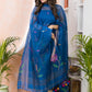 Sea Blue Muslin Jamdani 2-Piece Set Kurti & Dupatta (UNSTITCHED) -492