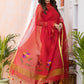 Imperial Red Muslin Jamdani 2-Piece Set Kurti & Dupatta (UNSTITCHED) - 980