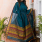 Deep Teal Blue Baluchari Jamdani 2-Piece Set Kurti & Dupatta (UNSTITCHED) -476
