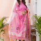 Rose Pink Muslin Jamdani 2-Piece Set Kurti & Dupatta (UNSTITCHED) -471