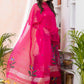 Deep Pink Muslin Jamdani 2-Piece Set Kurti & Dupatta (UNSTITCHED) -490