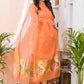 Coral Orange Paithani Muslin Jamdani 2-Piece Set Kurti & Dupatta (UNSTITCHED) -533