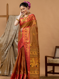 Traditional Chettinad Cotton Saree | Copper Brown