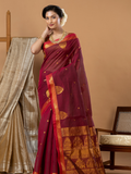 Traditional Chettinad Cotton Saree | Deep Wine