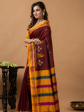 Traditional Ilkal Viscose Saree | Deep Maroon