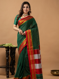 Traditional Ilkal Viscose Saree | Forest Green