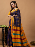Traditional Ilkal Viscose Saree | Navy Purple