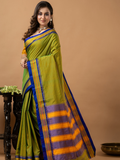 Traditional Ilkal Viscose Saree | Lime Olive Green