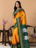 Traditional Ilkal Viscose Saree | Mustard Orange