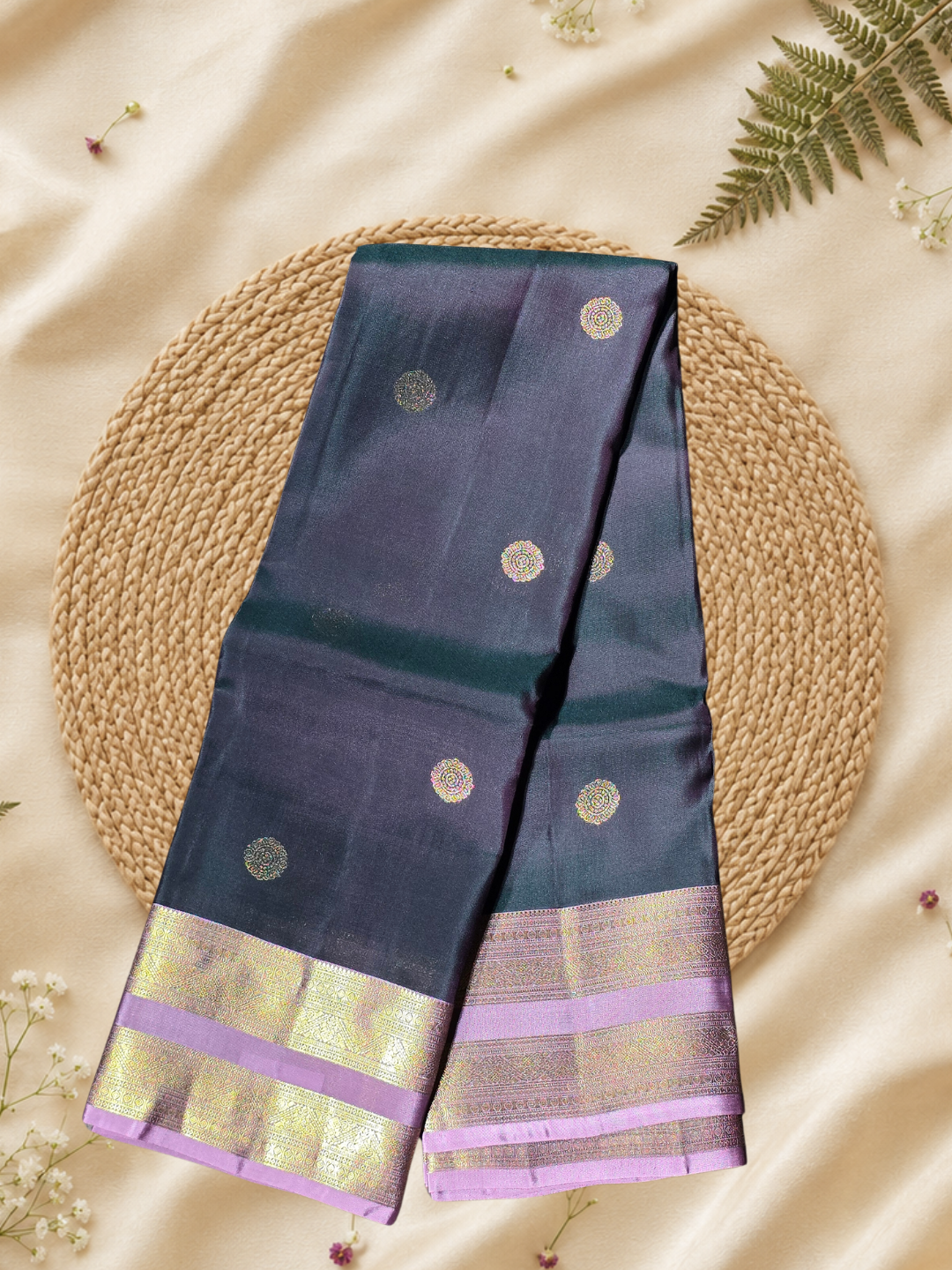 Indeloom's Navy Traditional Kanjivaram Semi Silk Sarees