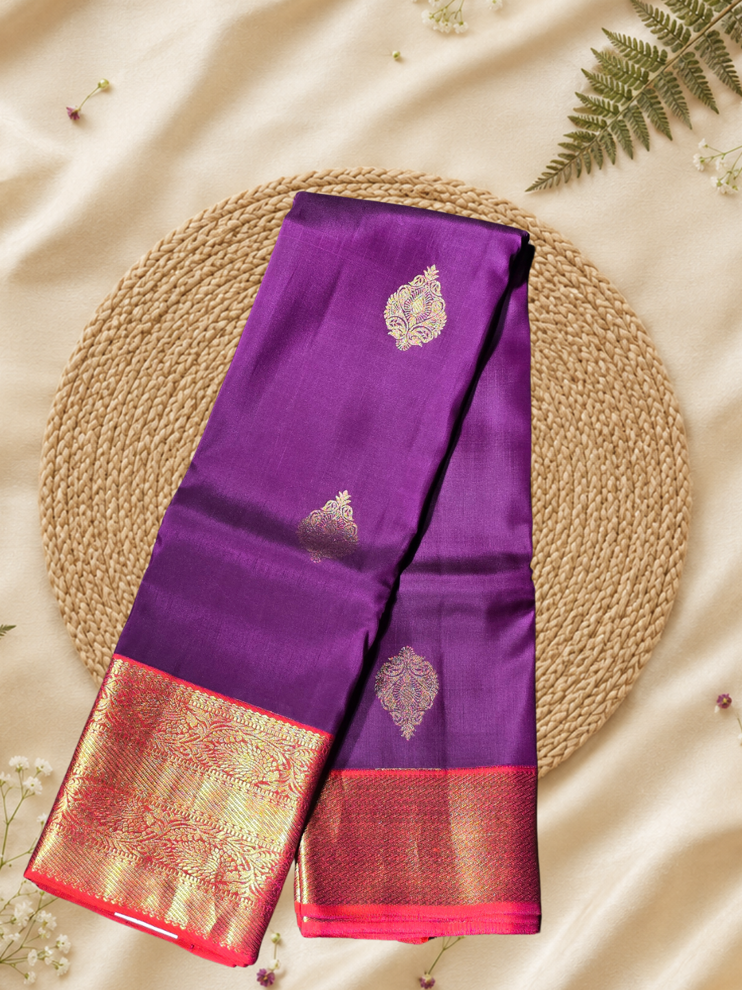 Indeloom's Purple Traditional Kanjivaram Semi Silk Sarees